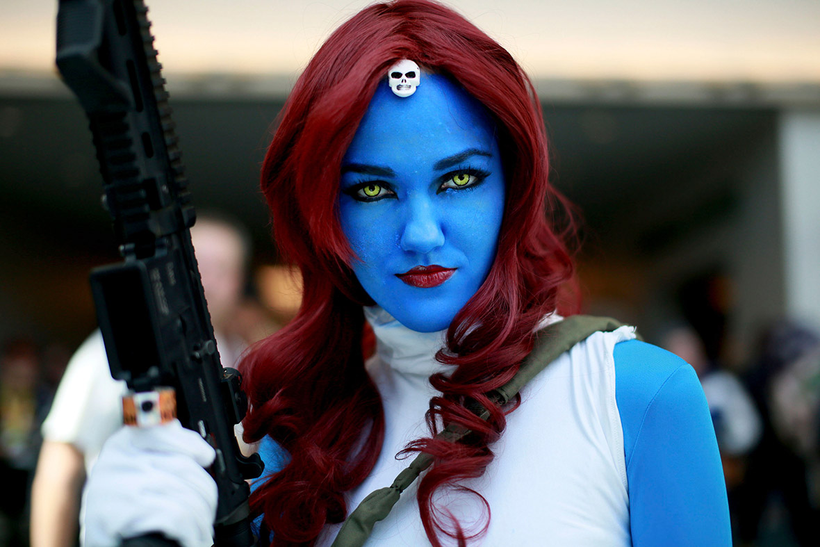 Allie Shaughnessy, dressed as Marvel Comics' character Mystique, attends Comic-Con 2014 in San Diego, California